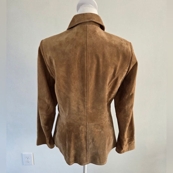 St. Johns Bay Machine Washable Suede Leather Coat Small Jacket Metal Zipper - Picture 3 of 8